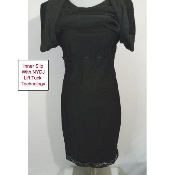 NYDJ Not Your Daughters Jeans Shaping Slimming Black Dress Faux Suede Panels 6 - Picture 5 of 10